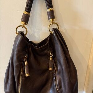 Michael Kors Brown and Gold Hobo Bag with Leather Handles